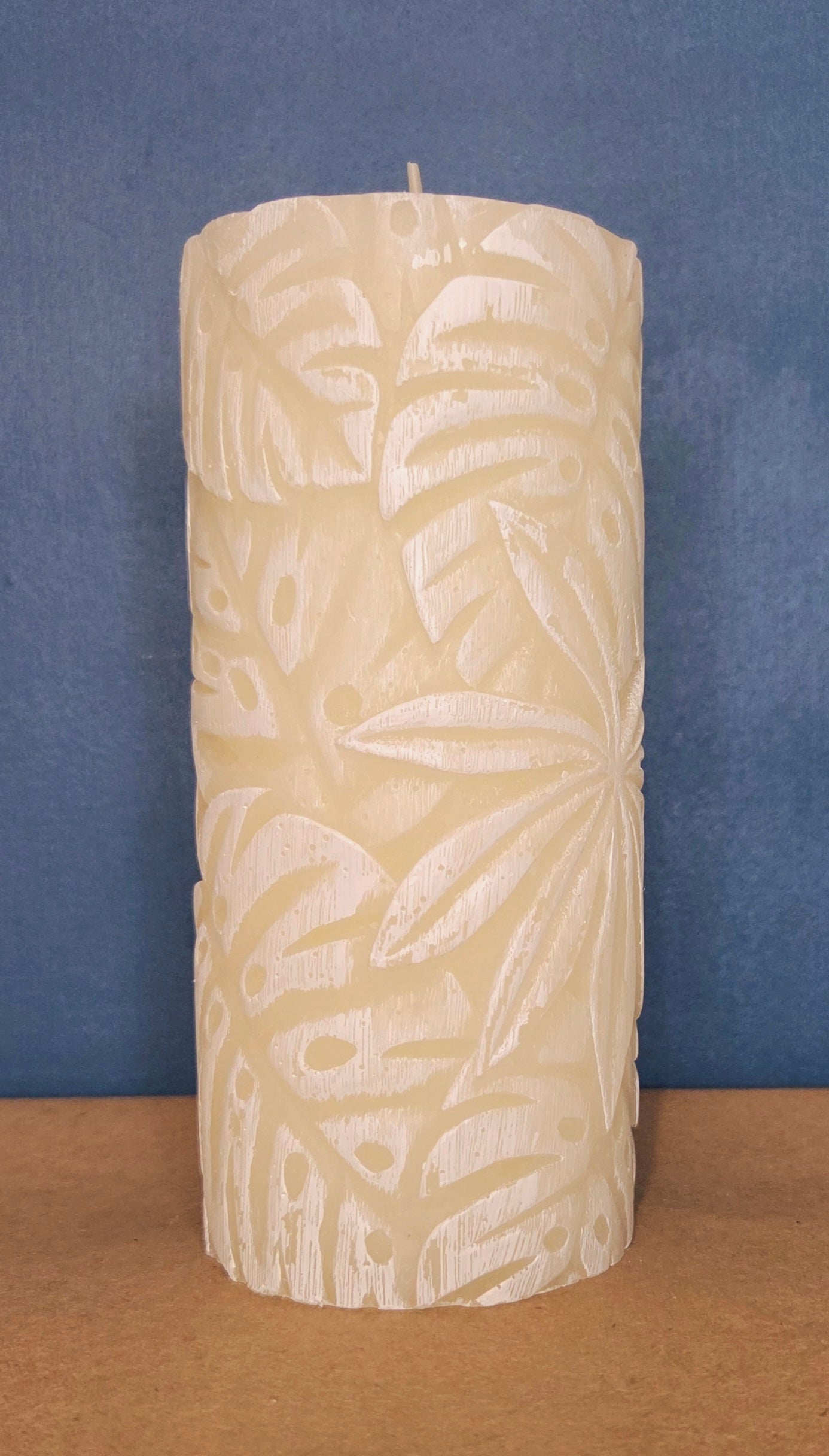 Bougie (Cire) motif feuillages 15 cm