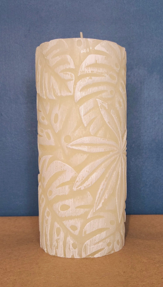 Bougie (Cire) motif feuillages 15 cm
